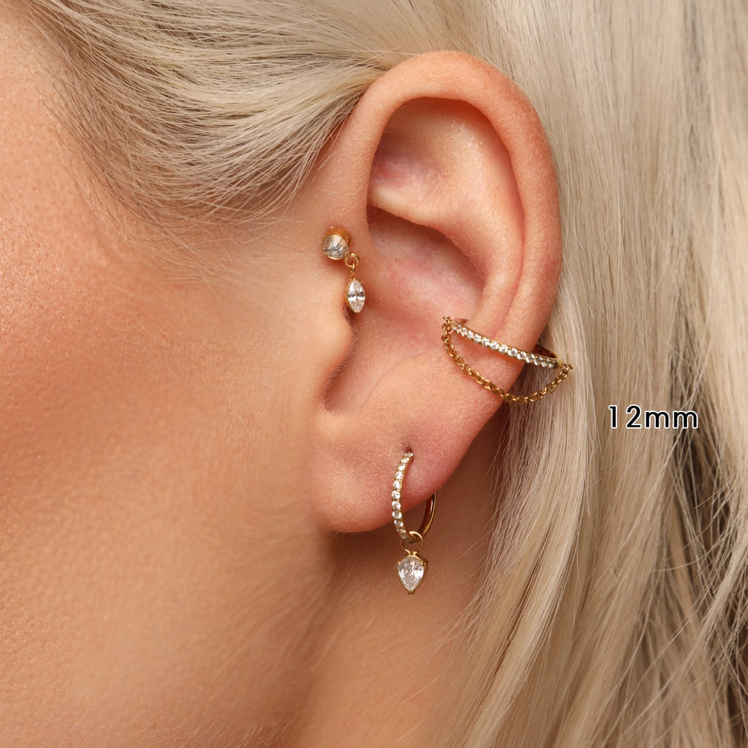Glitzer Piercings Titan mit Kettchen Ohrpiercings wasserfest