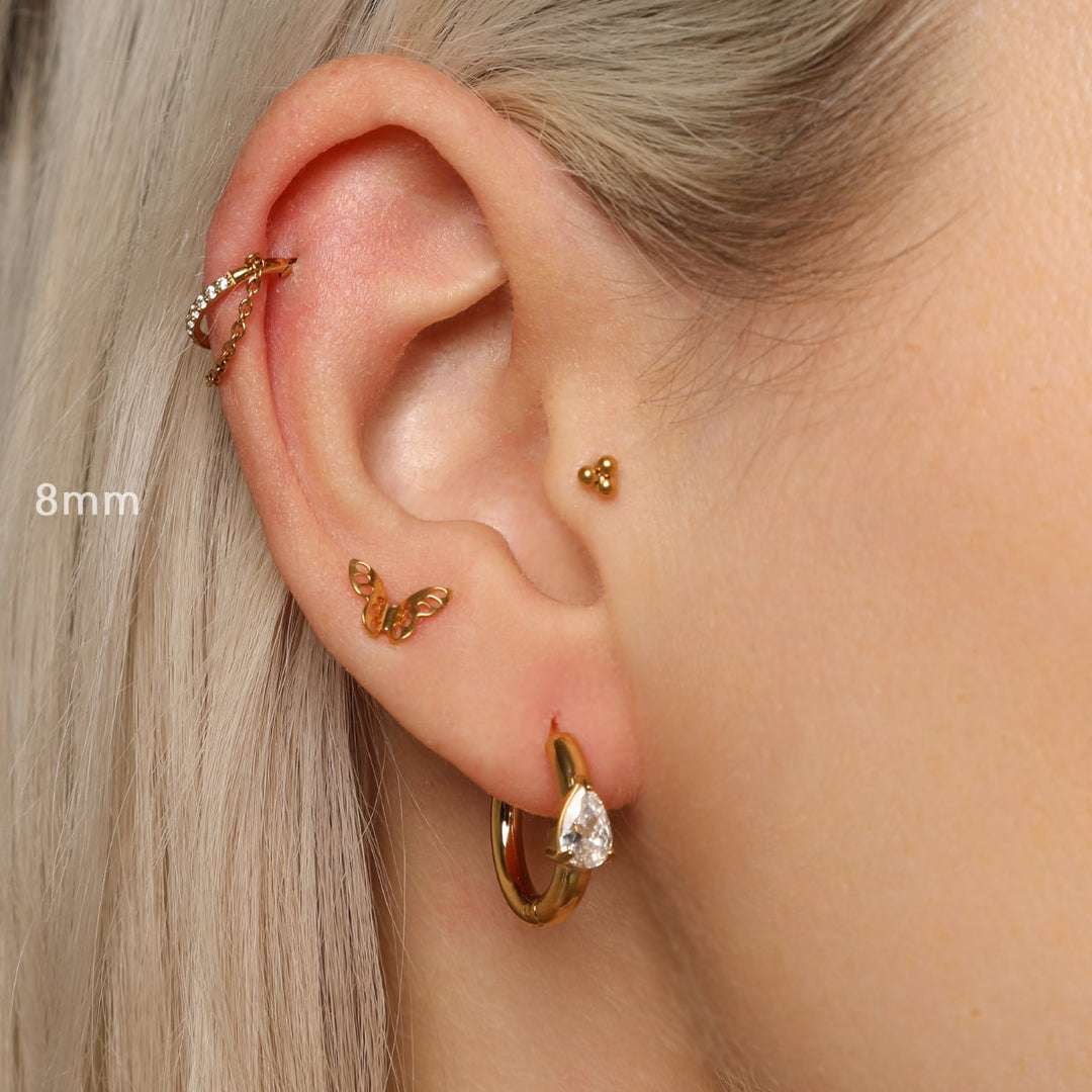 Ohrpiercings Titan 18K vergoldet Zirkonia Steinchen wasserfest