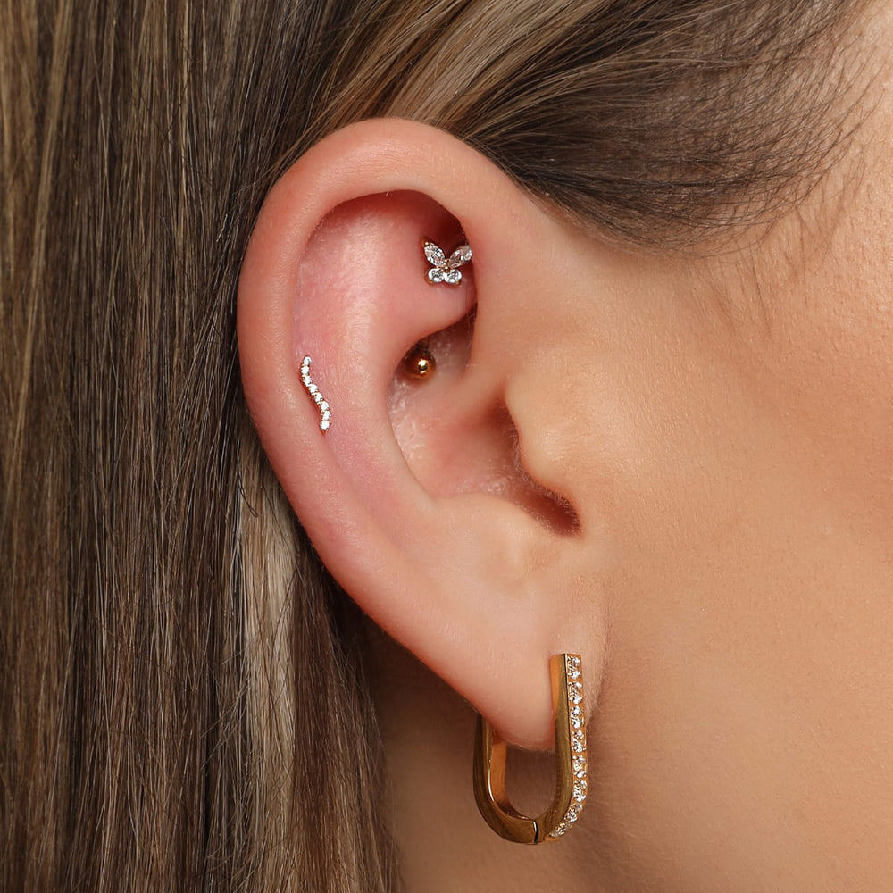 Schmetterling  Rook Piercing vergoldet