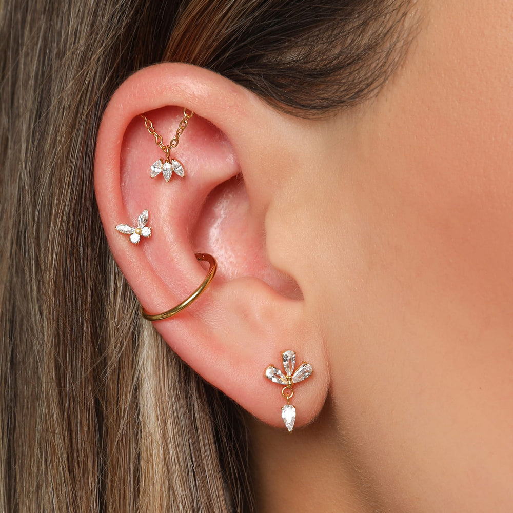 Schmetterling Helix Piercing Butterfly Zirkonia Titan
