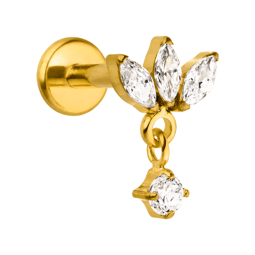Lotus Piercing mit Zirkonia gold 18K vergoldet