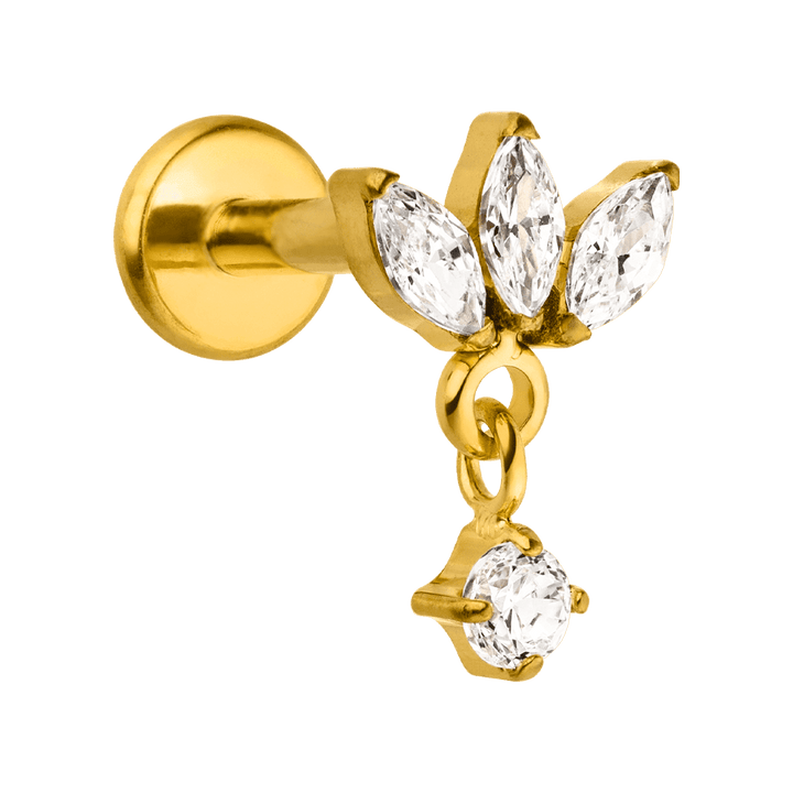Lotus Piercing mit Zirkonia gold 18K vergoldet