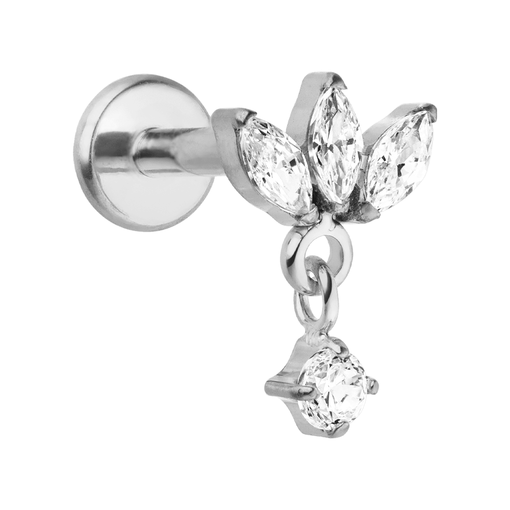 Zirkonia Piercing silber Lotus Blume Chirurgenstahl wasserfest