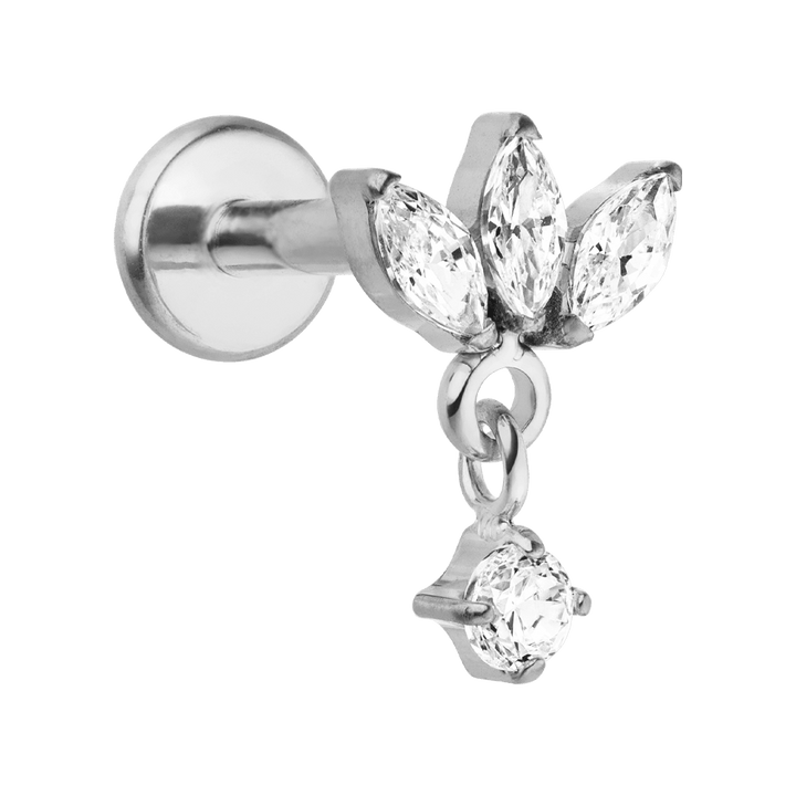 Zirkonia Piercing silber Lotus Blume Chirurgenstahl wasserfest