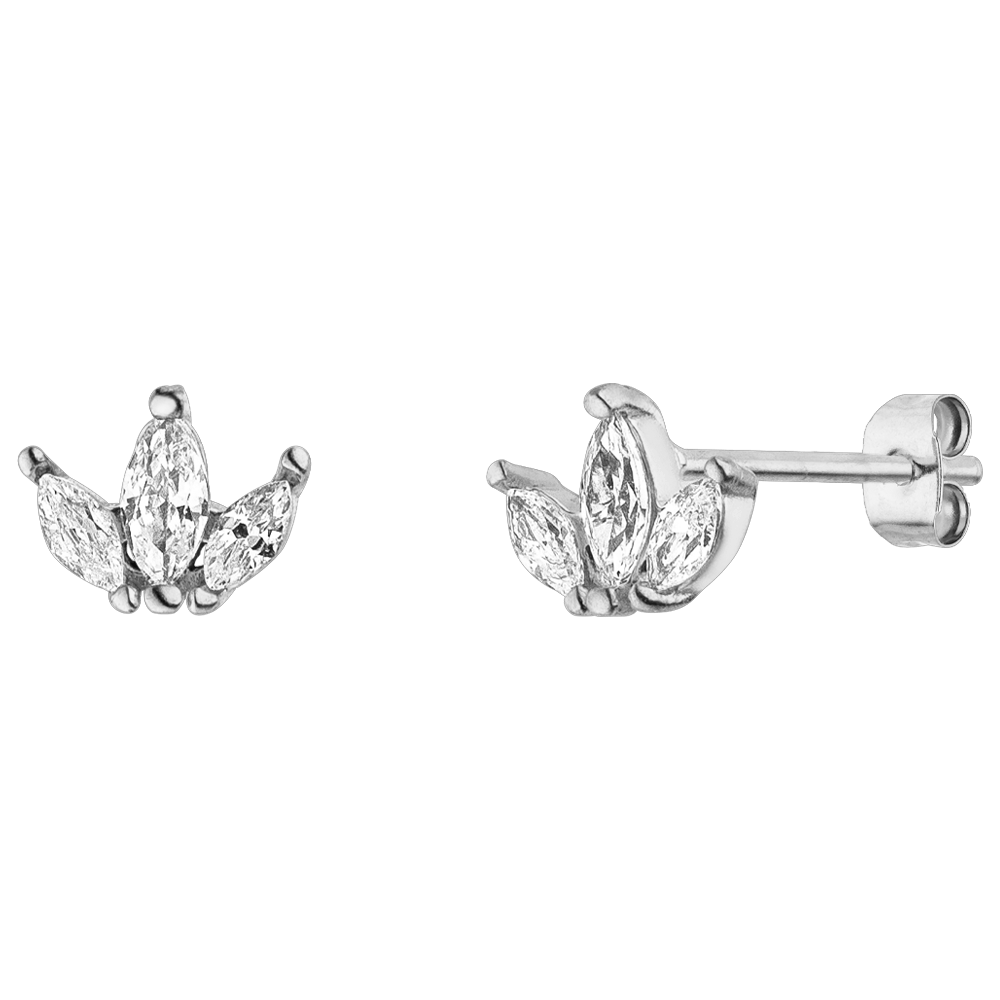Lotus Ohrstecker silber Zirkonia Blumen Chirurgenstahl wasserfest