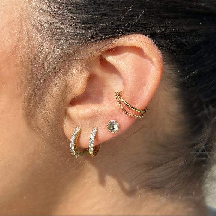 Clicker Piercing mit Kettchen Silber wasserfest Titan