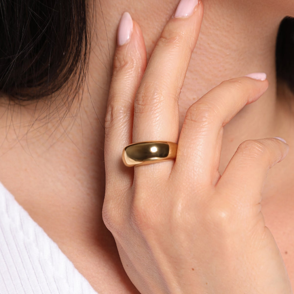 Wasserfester Ring Gold Chunky aus Edelstahl 18K vergoldet
