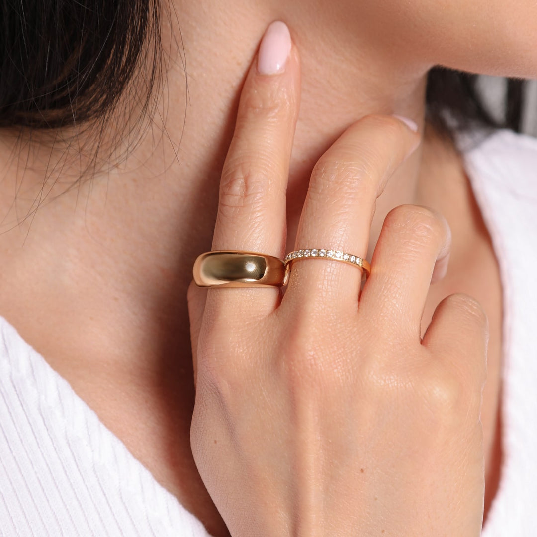 Wasserfester Statement Ring Gold aus Edelstahl vergoldet