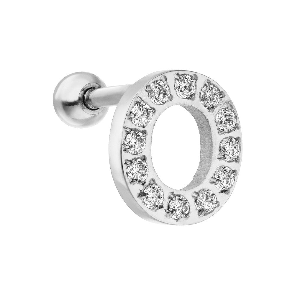 Wasserfestes Piercing Kreis Silber Chirurgenstahl Glitzer Steine