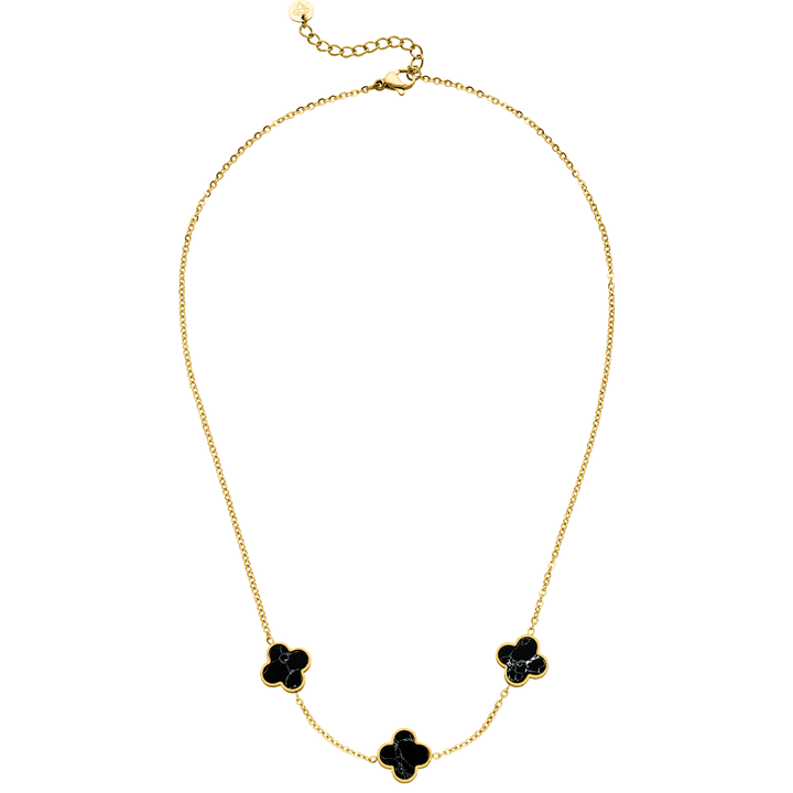 Kleeblätter Kette Schwarz Gold Clover wasserfest