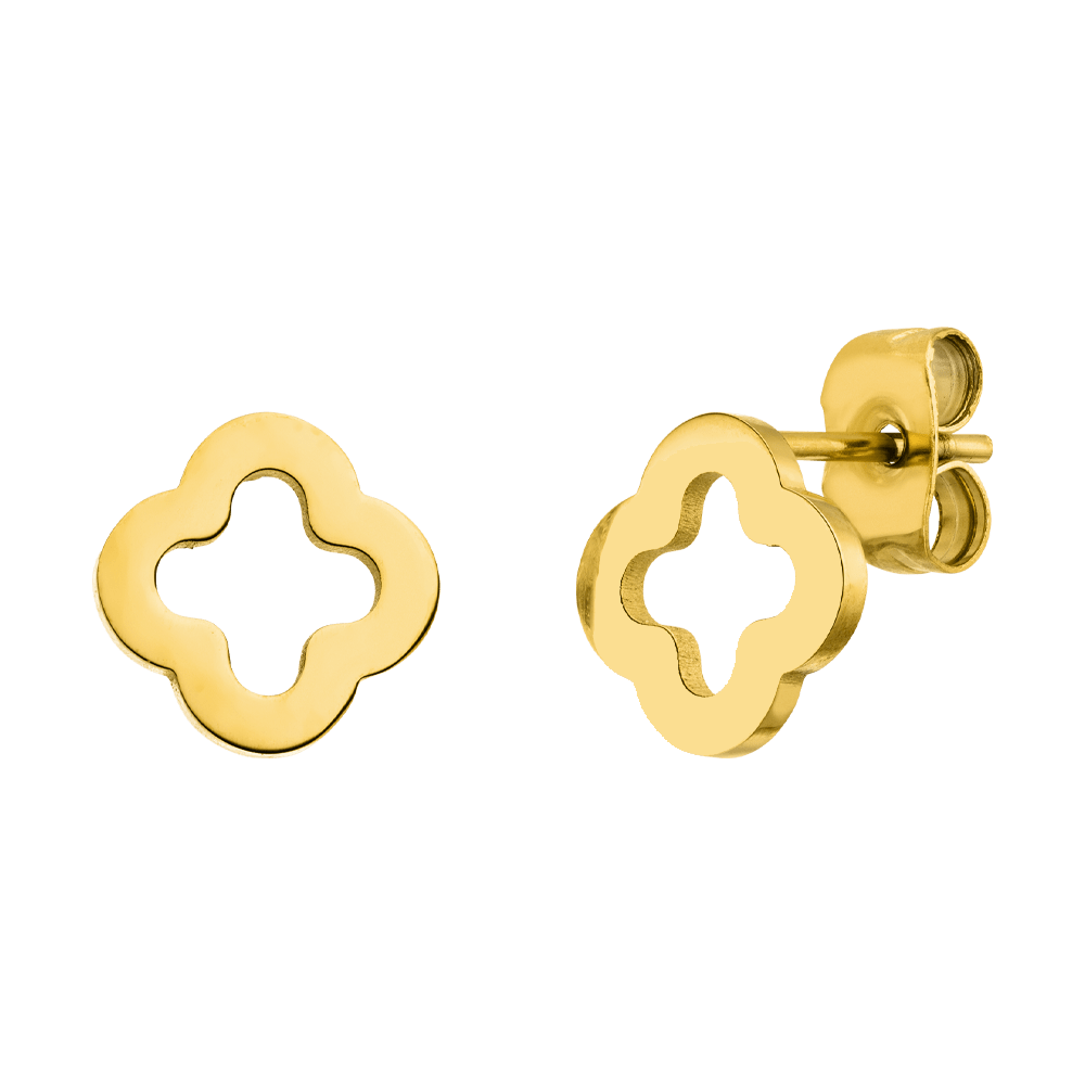 Kleeblatt Ohrstecker wasserfest 18K vergoldet Clover
