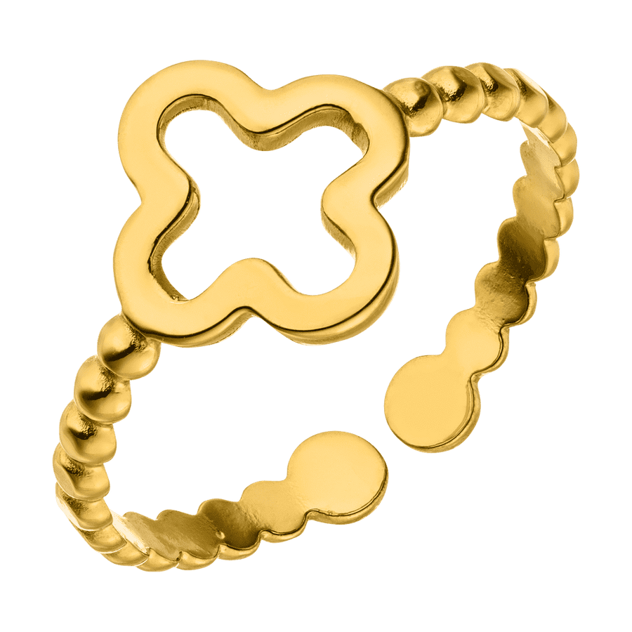 Clover Ring 18K vergoldet Edelstahl wasserfest größenverstellbar