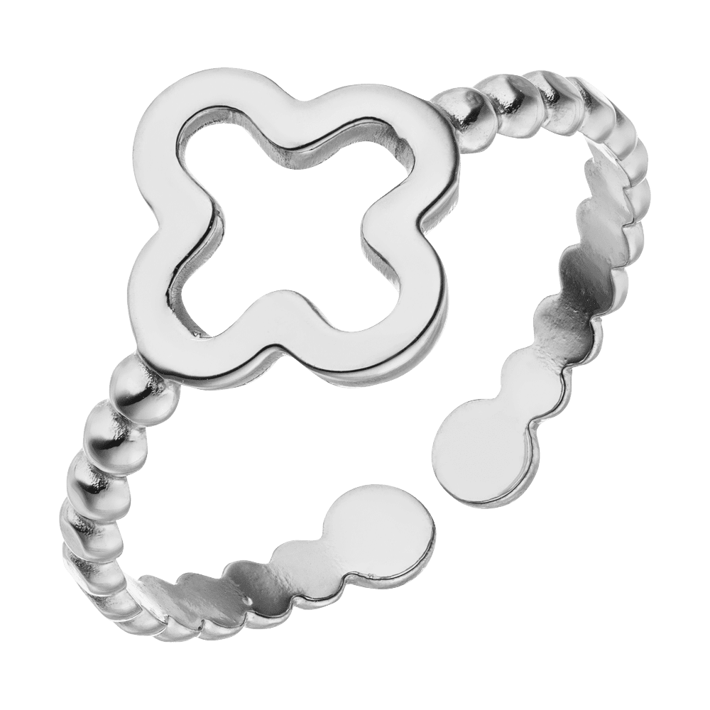 Kleeblatt Ring Silber Edelstahl verstellbar wasserfest