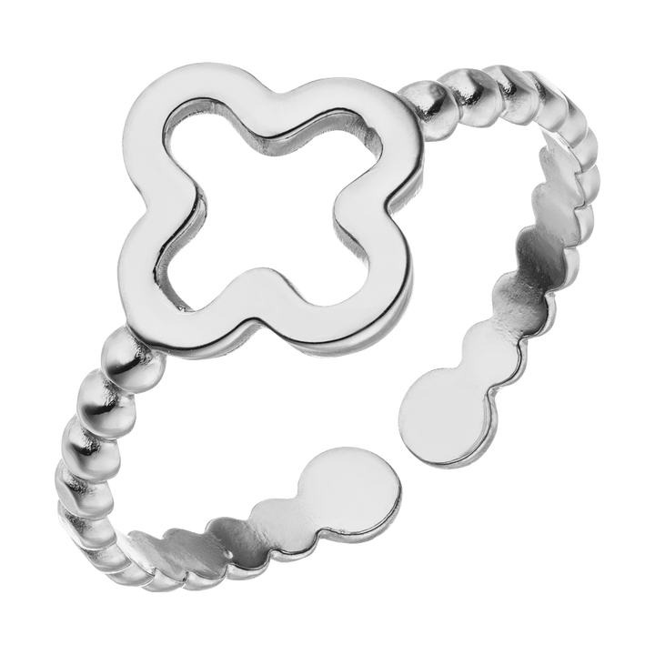 Kleeblatt Ring Silber Edelstahl verstellbar wasserfest