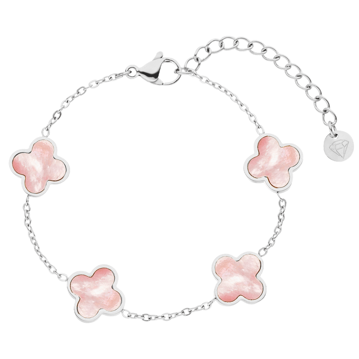 Kleeblatt Armband Clover Perlmutt Rosa Silber wasserfest