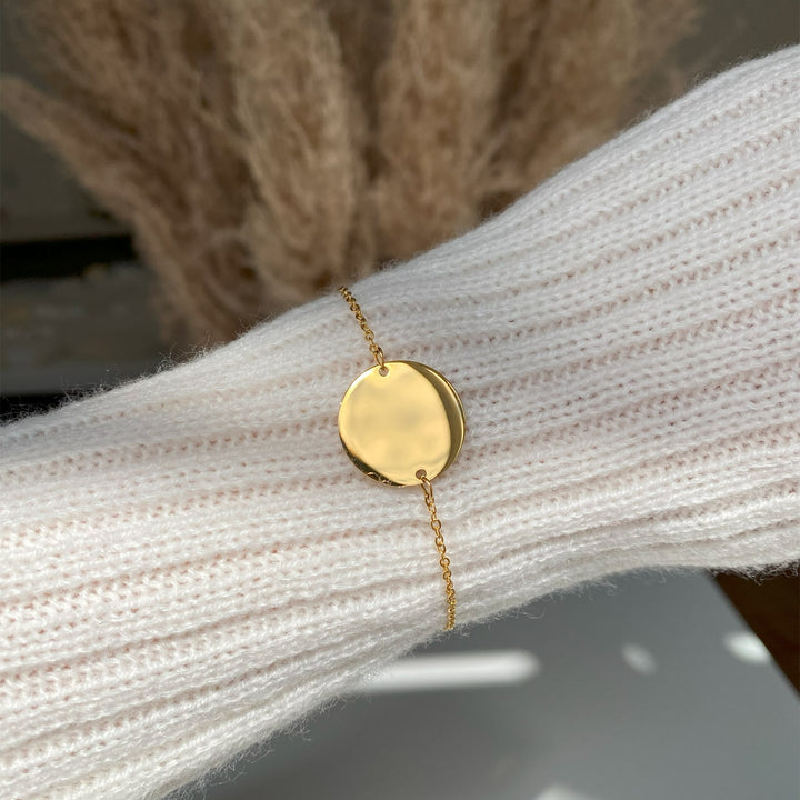 Coin Armband mit Wunsch Gravur 18K vergoldet wasserfest