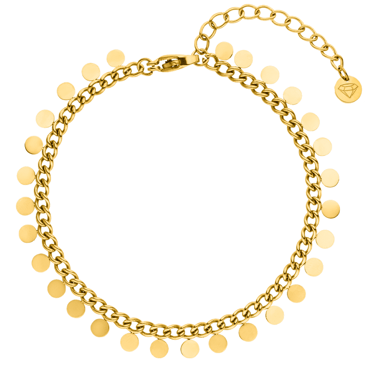 Plättchen Fußkette Gold aus Edelstahl 18K vergoldet Wasserfest