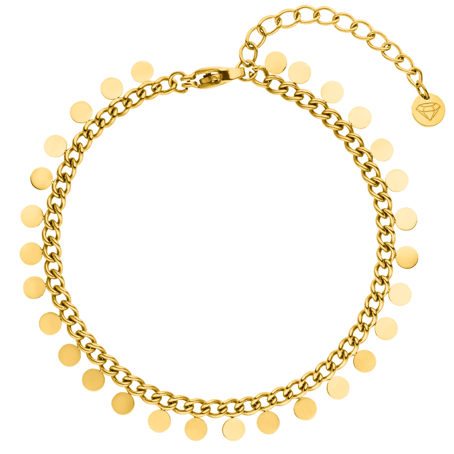 Plättchen Fußkette Gold aus Edelstahl 18K vergoldet Wasserfest