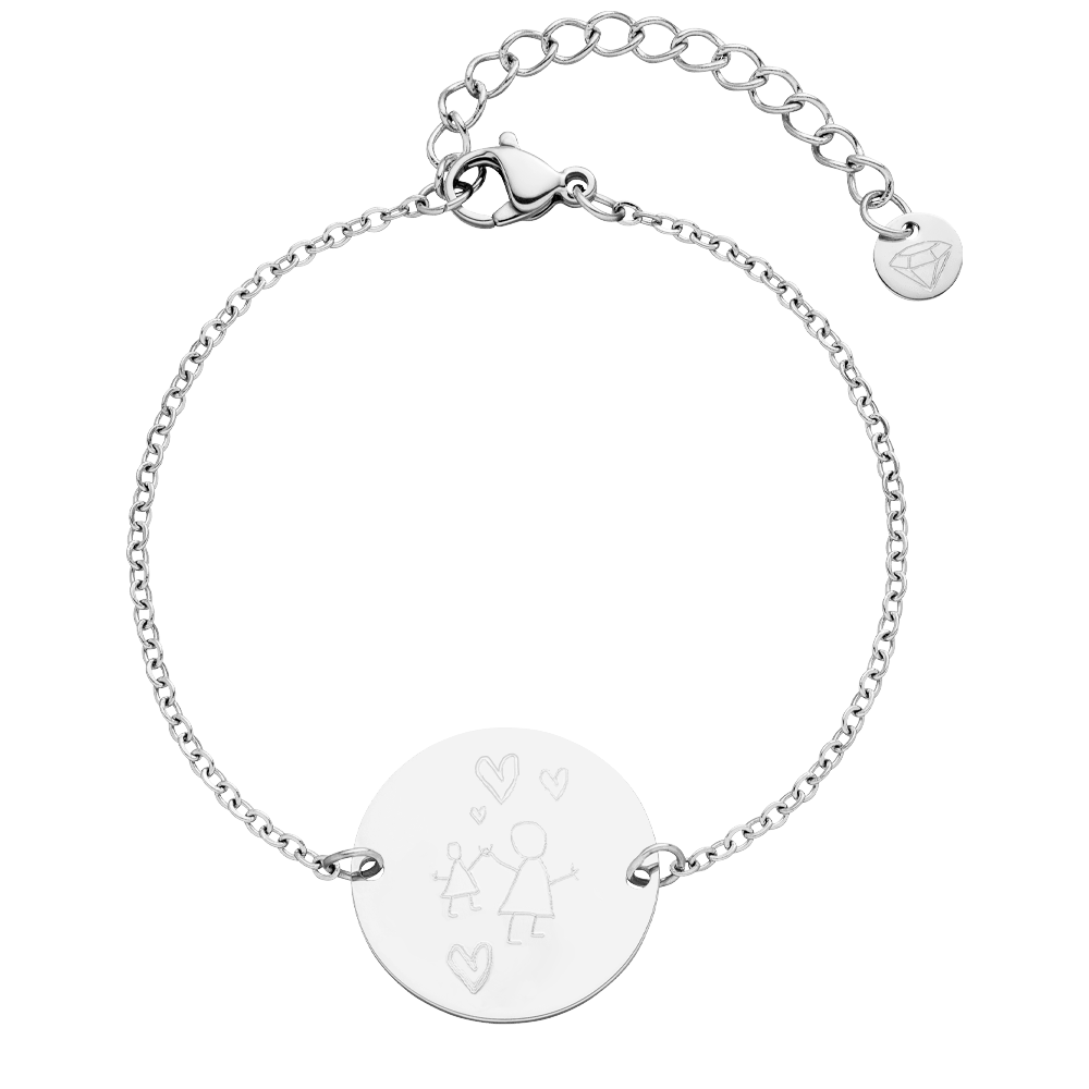 Gravur Armband Zeichnung Silber wasserfest personalisiert graviert