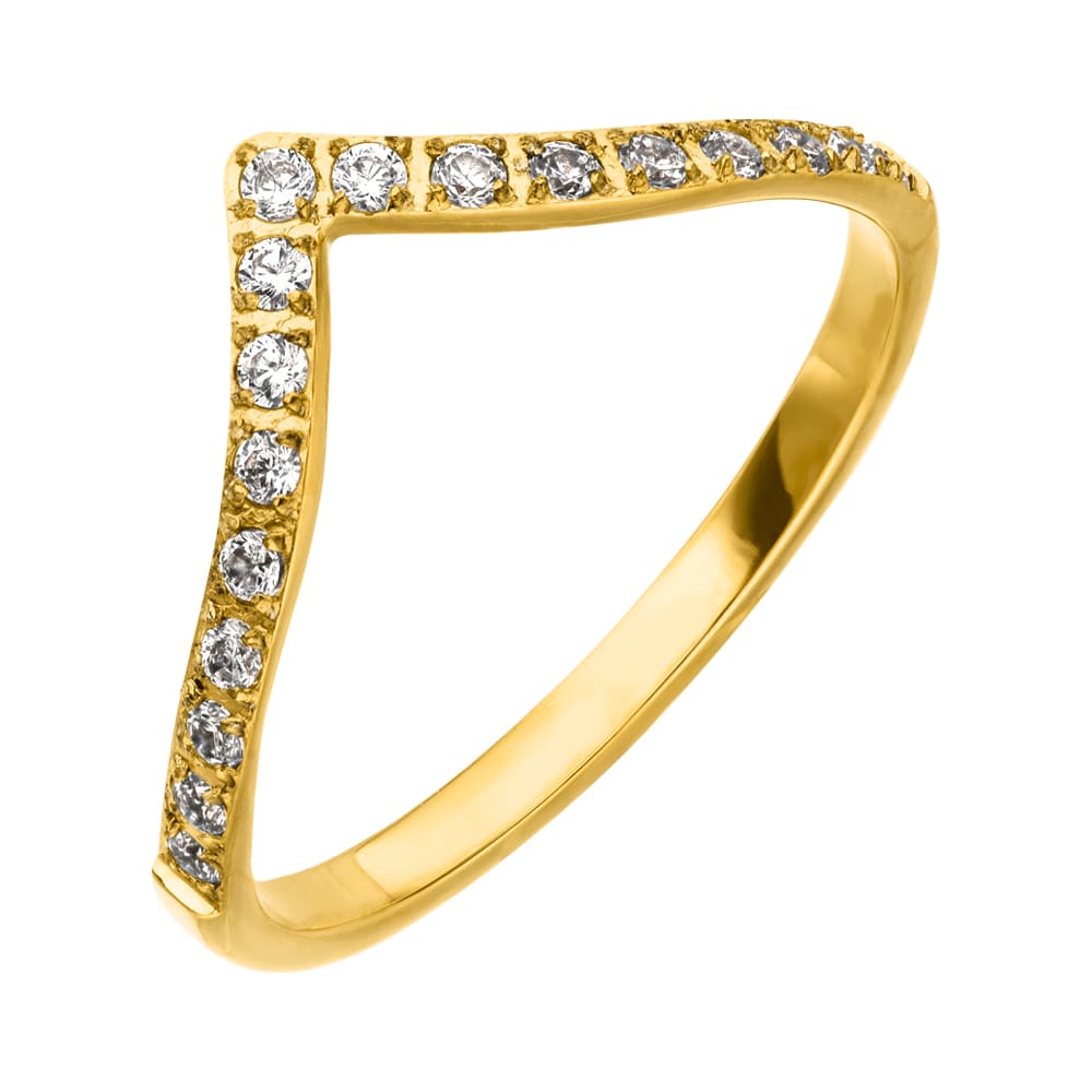 Wishbone Ring Edelstahl V Form wasserfest Glitzer Steinchen