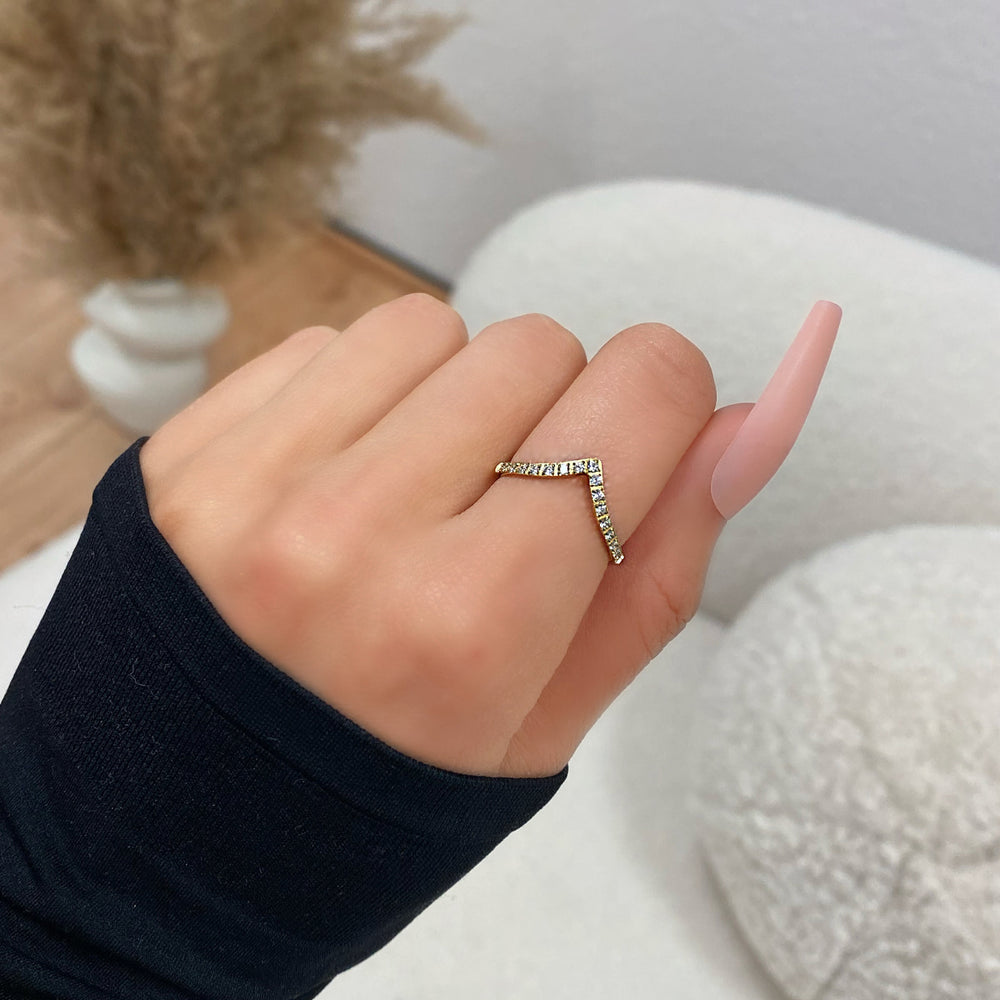 Glitzer Ring wasserfest V Form Wishbone Edelstahl