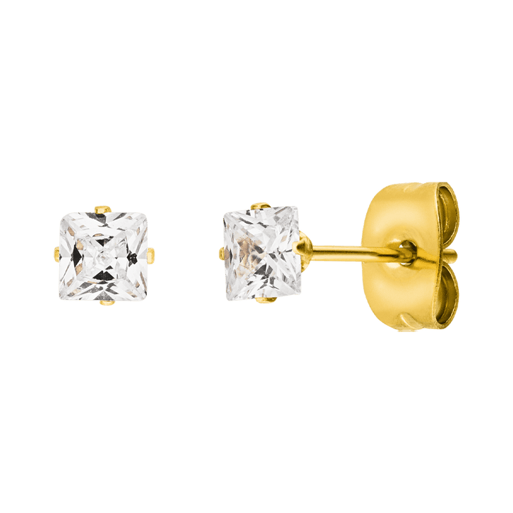 Ohrstecker Quadrat Steine 18K vergoldet wasserfest