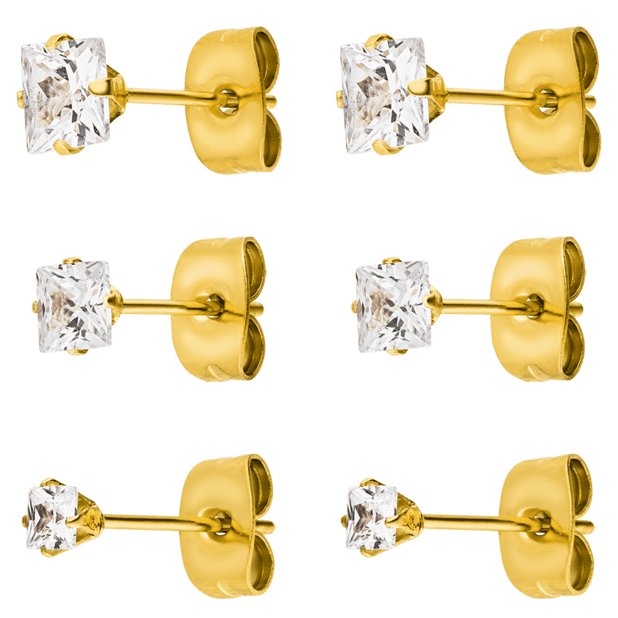 Ohrstecker Set Ohrringe wasserfest 18K vergoldet Damen