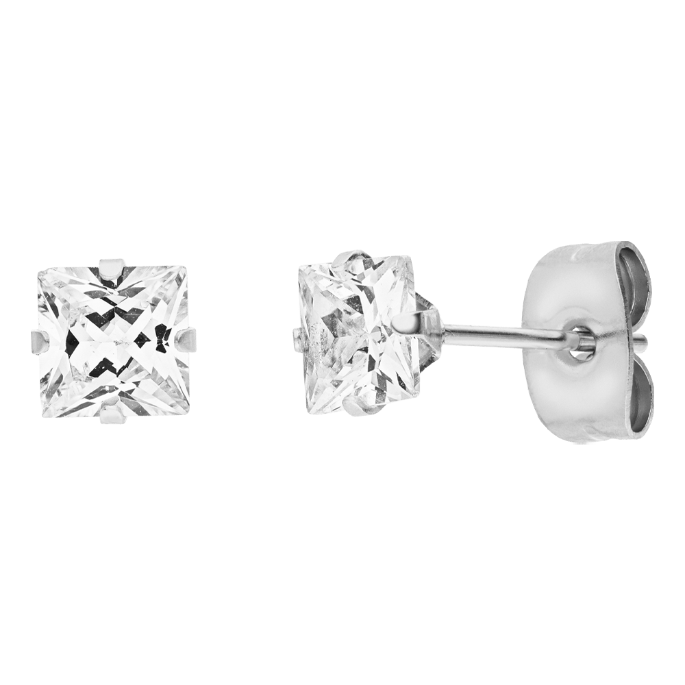 Ohrstecker quadratische Steine wasserfest Silber