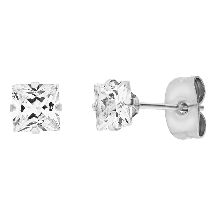 Ohrstecker quadratische Steine wasserfest Silber