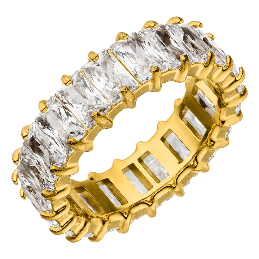 Baguette Ring Zirkonia 18K vergoldet wasserfest