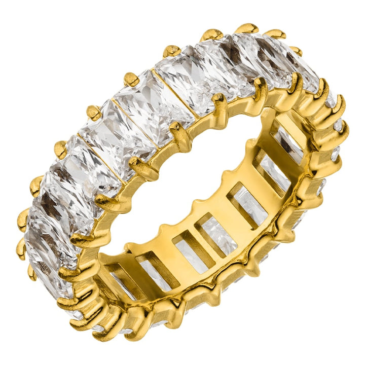 Baguette Ring Zirkonia 18K vergoldet wasserfest