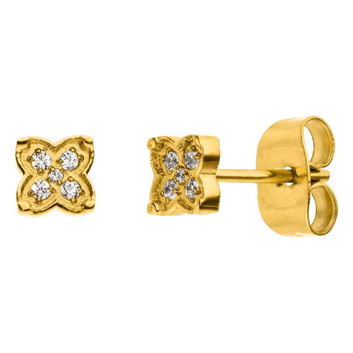Clover Stone Ohrstecker in Kleeblatt-Form mit funkelnden Zirkonia