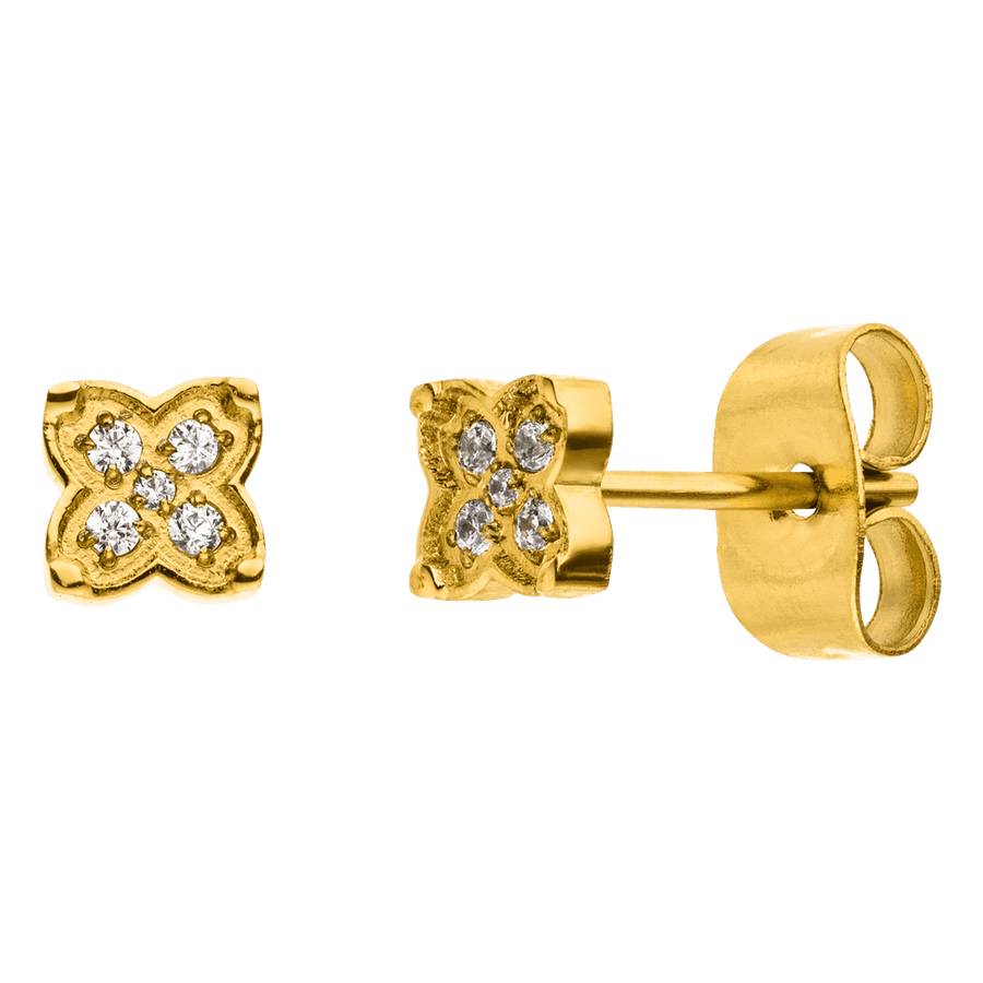 Clover Stone Ohrstecker in Kleeblatt-Form mit funkelnden Zirkonia