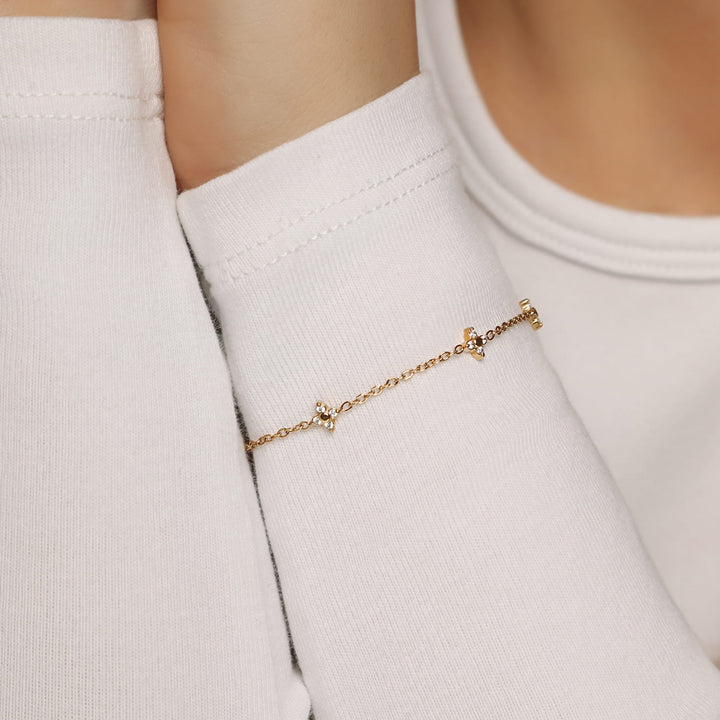 Dünnes Armband Gold wasserfest Edelstahl 18K vergoldet Zirkonia