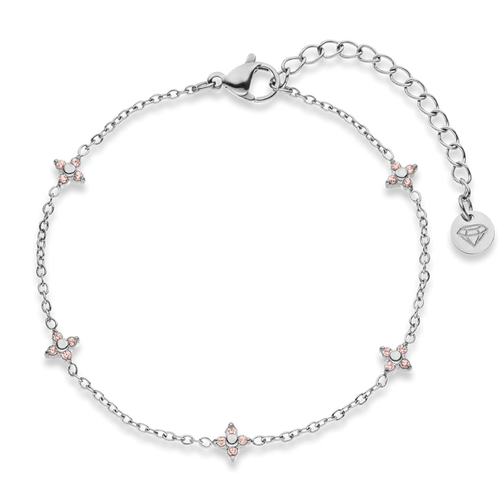Armband Silber Rosa Steinchen Edelstahl wasserfest