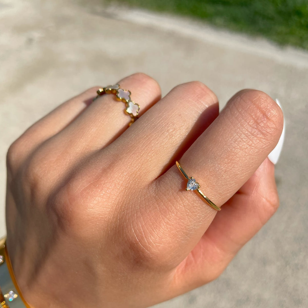Herz Ring Solitär Gold wasserfest Edelstahl