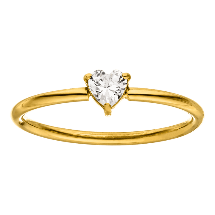 schmaler Ring Herzsteinchen Edelstahl wasserfest