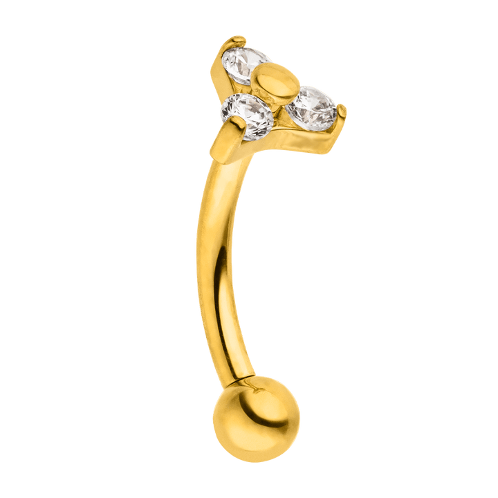 Rook Piercing 18K vergoldet Steinchen Glitzer Banane 