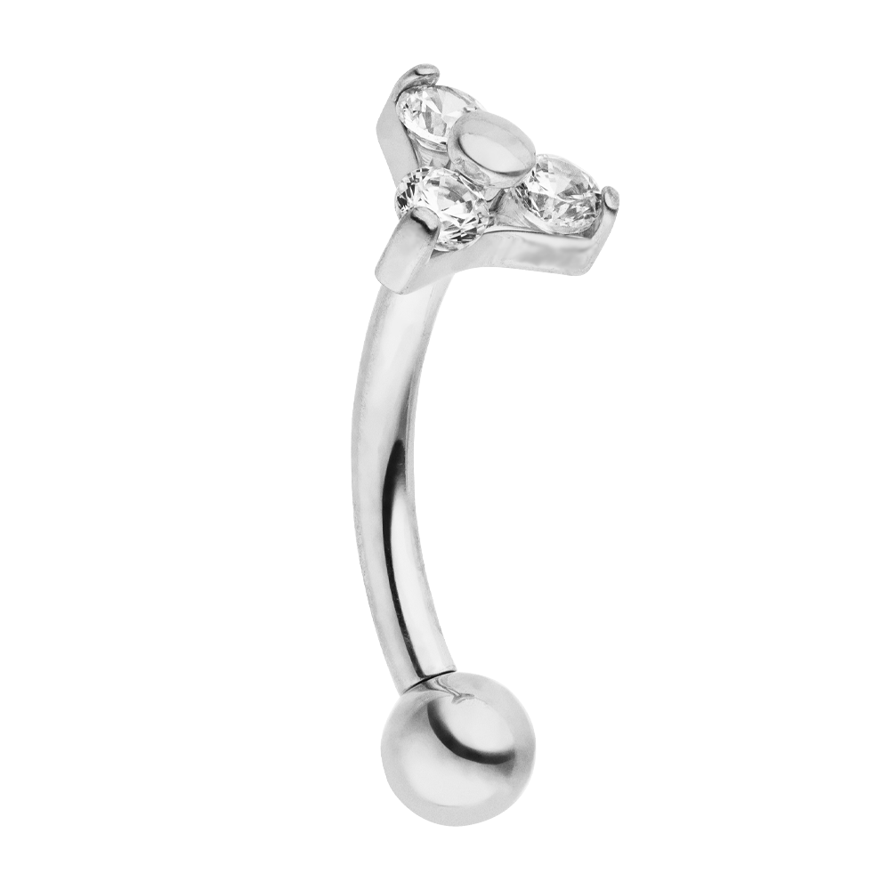 Rook Piercing Titan Silber Glitzersteine wasserfest nickelfrei