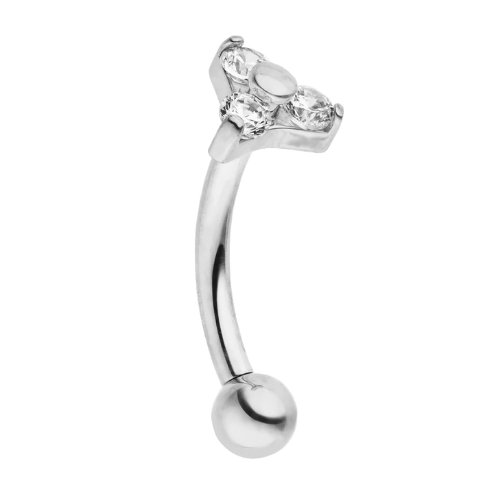 Rook Piercing Titan Silber Glitzersteine wasserfest nickelfrei