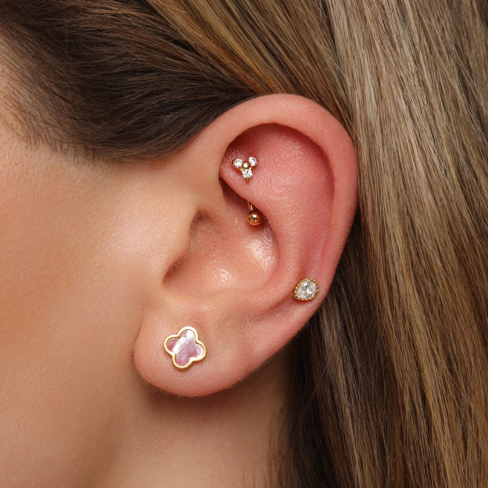 Steinchen Piercing Rook wasserfest 18K vergoldet Banane