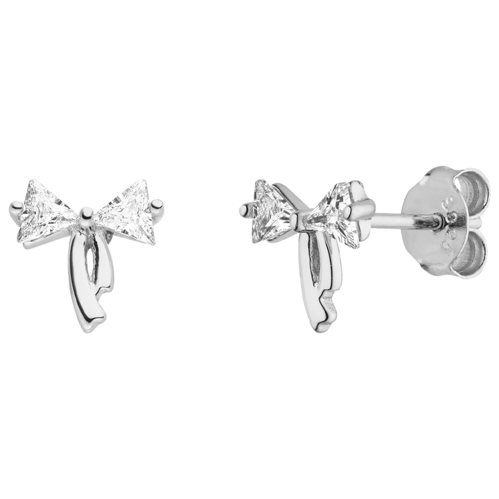 kleine Schleifenohrringe Zirkonia Steine 925 Silber