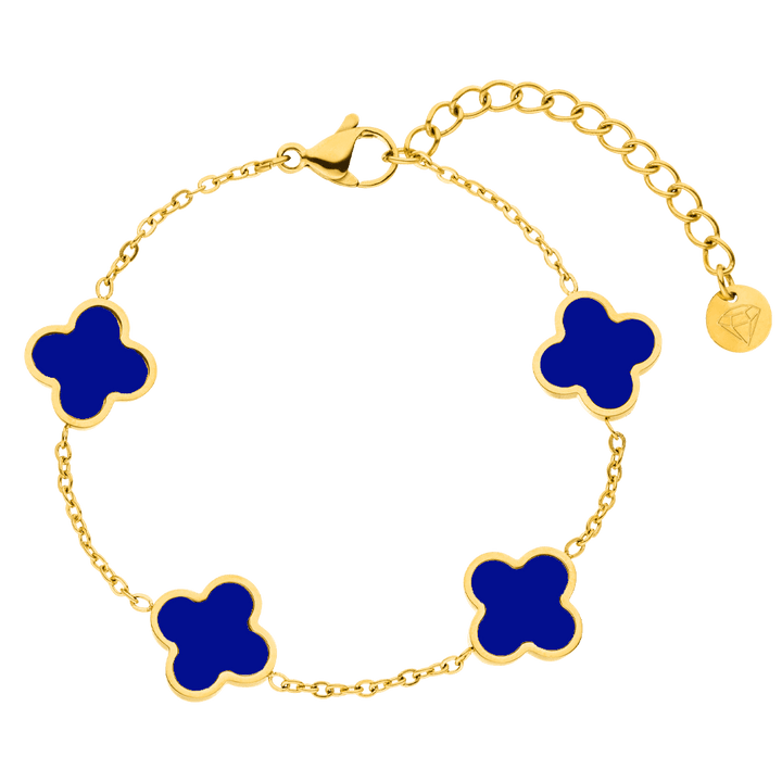 Clover Armband Blau Gold 18K vergoldet wasserfest
