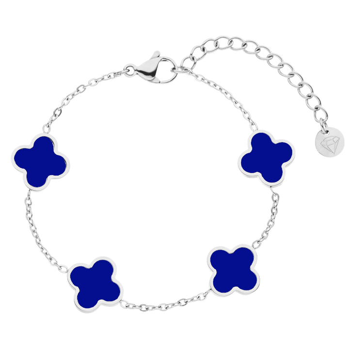 Clover Armband Silber Blau wasserfest Kleeblätter