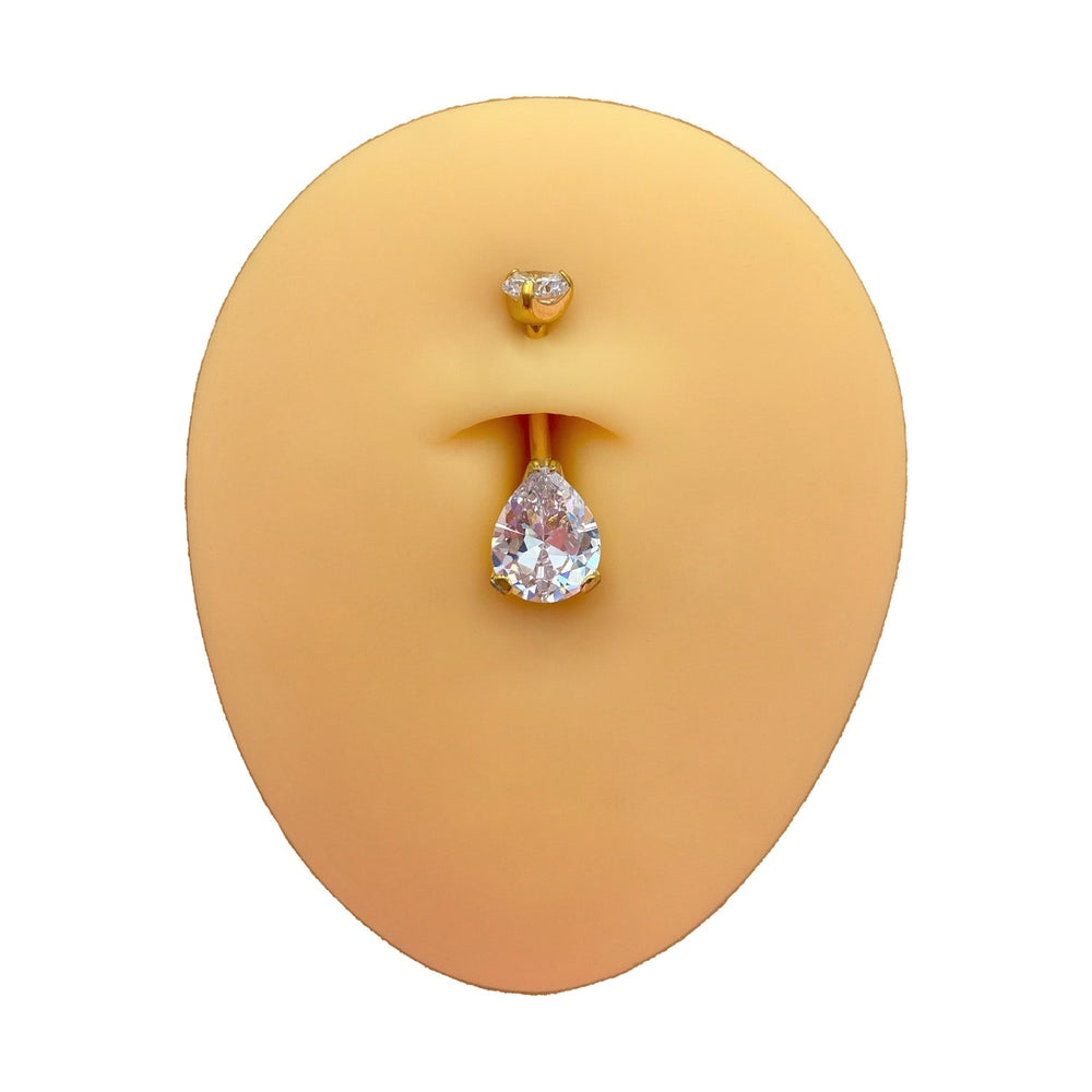 Titan Bauchpiercing wasserfest 18K vergoldet Glitzer Steine