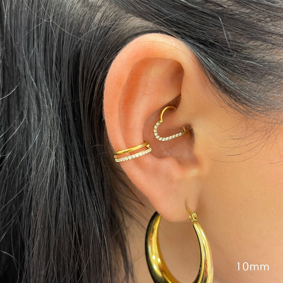 Doppel Conch Piercing Titan Ring Clicker Gold