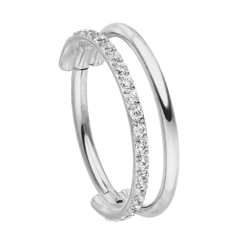 Glitzer Piercing Conch Ring Titan Wasserfest Silber