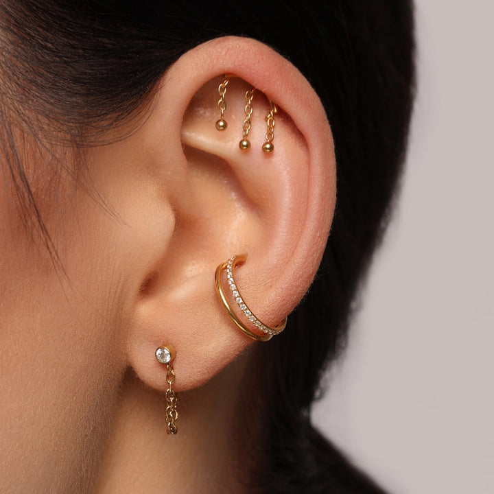 Conch Piercing Ring Doppelt Titan Steinchen