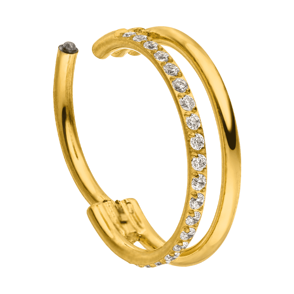 Doppel Ring Conch Piercing zweifach Clicker Titan vergoldet
