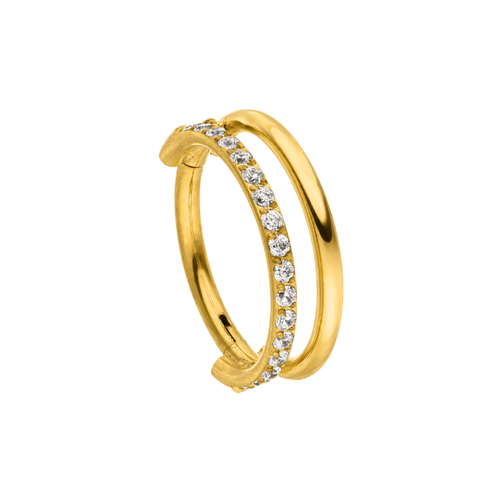 Doppel Piercing Titan 18K vergoldet wasserfest Steinchen Conch